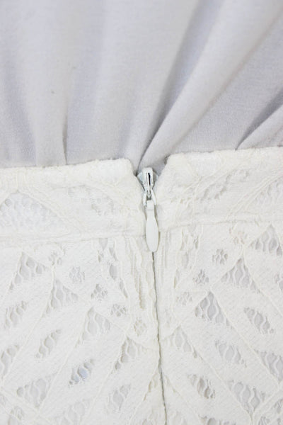 BCBGMAXAZRIA Women White Maxi Skirt Geometric Cotton Nylon Size 0