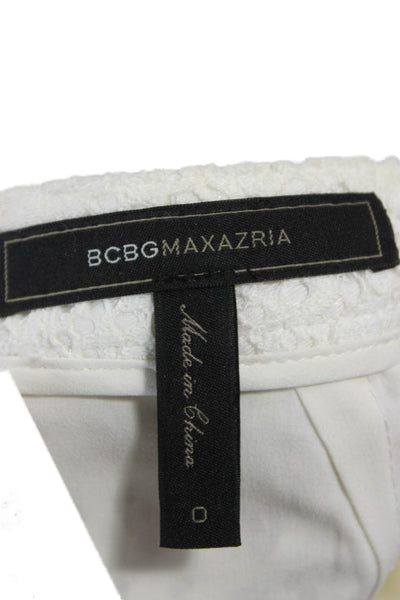 BCBGMAXAZRIA Women White Maxi Skirt Geometric Cotton Nylon Size 0