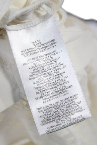 BCBGMAXAZRIA Women White Maxi Skirt Geometric Cotton Nylon Size 0