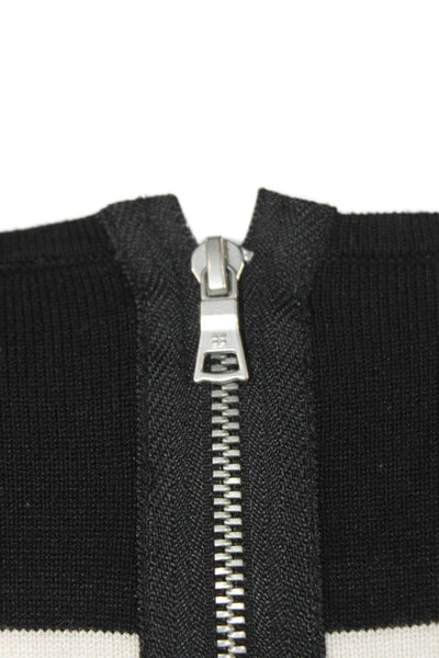 BCBGMAXAZRIA Women Fit & Flare Sweater Dress Black Zip Short Sleeve Size 2XS