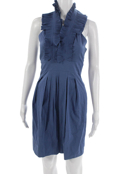 BCBGMAXAZRIA Womens Fit & Flare Blue Sleeveless Short Dress Size 0