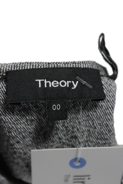 Theory Womens Fit & Flare Mini Dress Gray Herringbone Short Sleeve Size 00