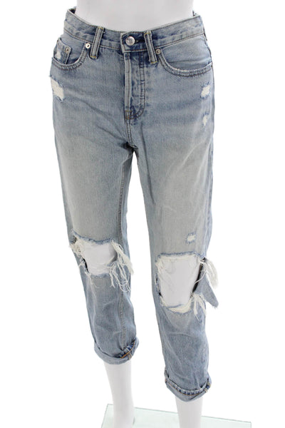 Everlane Women Boyfriend Cropped Jeans Light Blue Mid Rise Size 23