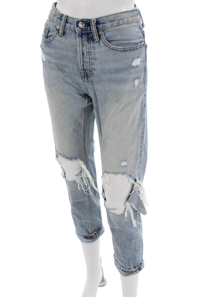 Everlane Women Boyfriend Cropped Jeans Light Blue Mid Rise Size 23