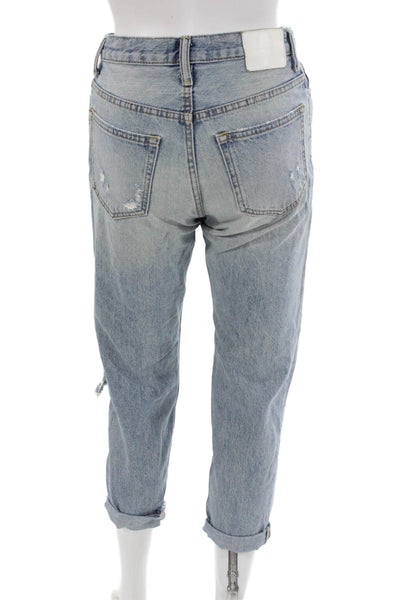Everlane Women Boyfriend Cropped Jeans Light Blue Mid Rise Size 23