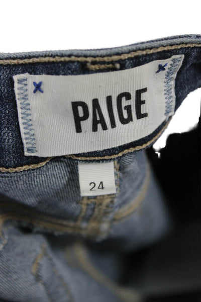 Paige Womens Ankle Skinny Jeans Dark Blue Mid Rise Button Inseam 26 Size 24