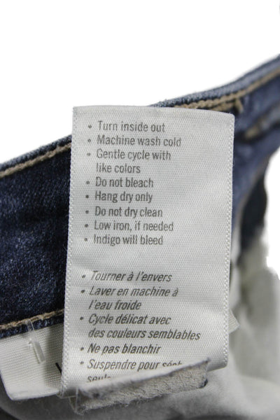 Paige Womens Ankle Skinny Jeans Dark Blue Mid Rise Button Inseam 26 Size 24
