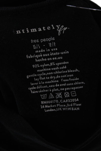 Intimately Free People Women Cropped Mock Neck Long Sleeve Black Top Size XS