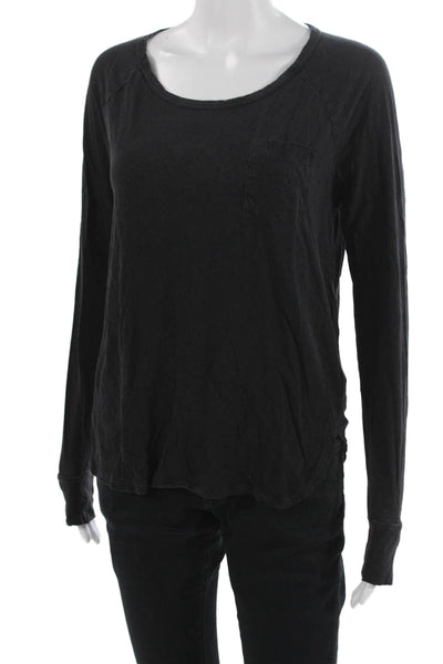 Standard James Perse Womens Basic Black Cotton Long Sleeve T-Shirt Size 0