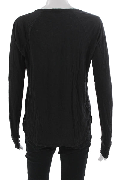 Standard James Perse Womens Basic Black Cotton Long Sleeve T-Shirt Size 0