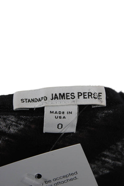 Standard James Perse Womens Basic Black Cotton Long Sleeve T-Shirt Size 0