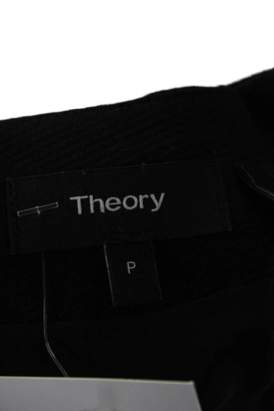 Theory Womens Cropped Mock Neck Blouse Black 3/4 Sleeve Designer Size PP