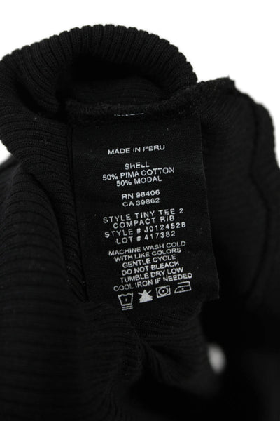 Theory Womens Basic Black Short Sleeve T-Shirt Pima Cotton Modal Size PP