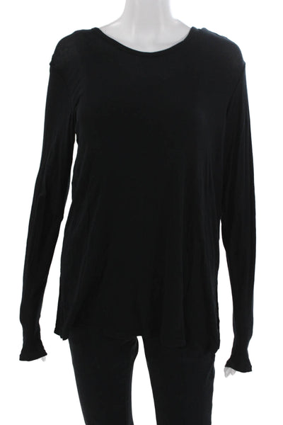Theory Womens Basic Black Long Sleeve Round Neck Button Top Size PP