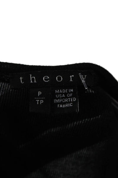 Theory Womens Basic Black Long Sleeve Round Neck Button Top Size PP