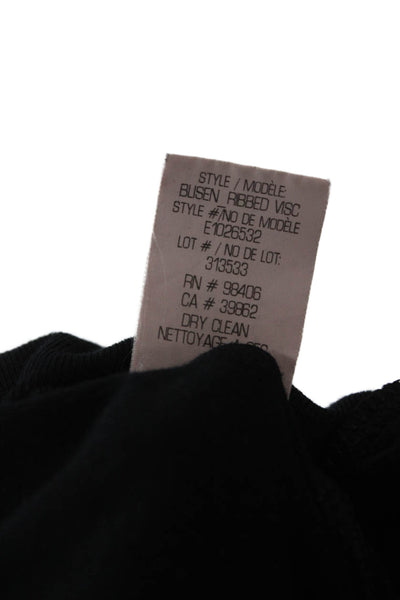 Theory Womens Basic Black Long Sleeve Round Neck Button Top Size PP