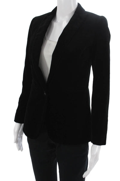J Crew Unisex Classic Black Cotton Blazer Collared Button Long Sleeve Size 00