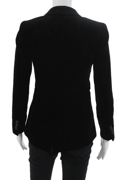 J Crew Unisex Classic Black Cotton Blazer Collared Button Long Sleeve Size 00