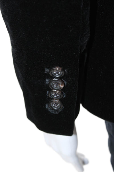 J Crew Unisex Classic Black Cotton Blazer Collared Button Long Sleeve Size 00