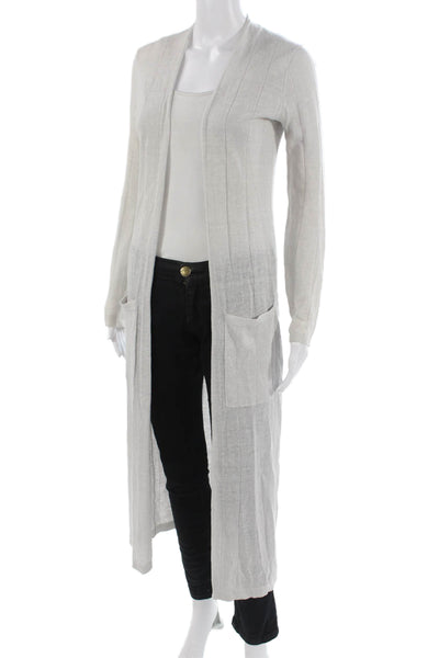 Theory Unisex Cardigan Sweater Beige Merino Wool Linen Long Sleeve Size PP