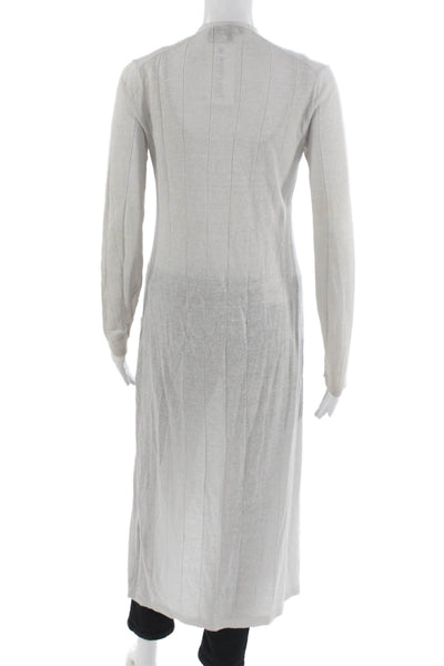 Theory Unisex Cardigan Sweater Beige Merino Wool Linen Long Sleeve Size PP