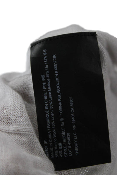 Theory Unisex Cardigan Sweater Beige Merino Wool Linen Long Sleeve Size PP