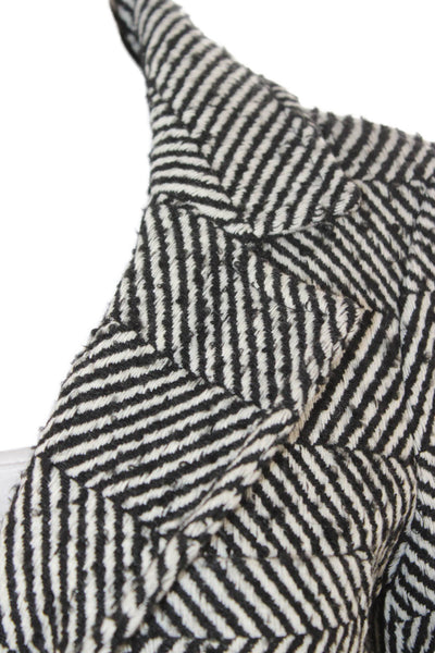 Fifteen Twenty Womens Black Herringbone Blazer Wool Blend Button Size XS