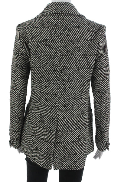 Fifteen Twenty Womens Black Herringbone Blazer Wool Blend Button Size XS