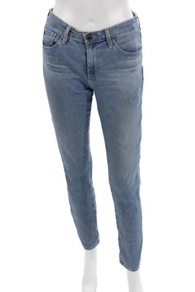 AG Womens Skinny Straight Jeans Blue Mid Rise Button Inseam 28 Size 26