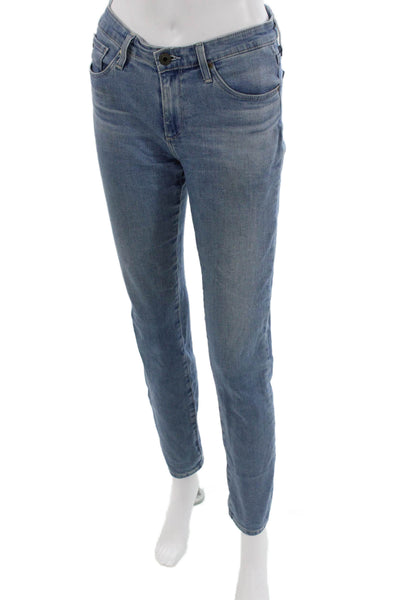 AG Womens Skinny Straight Jeans Blue Mid Rise Button Inseam 28 Size 26