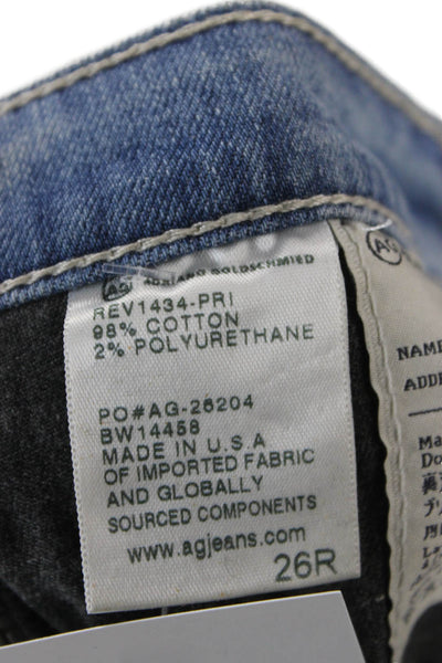 AG Womens Skinny Straight Jeans Blue Mid Rise Button Inseam 28 Size 26