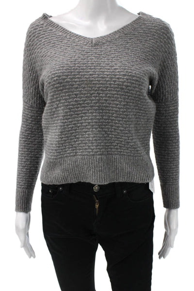 Vince Unisex Gray V-Neck Pullover Sweater Long Sleeve Wool Blend Size S