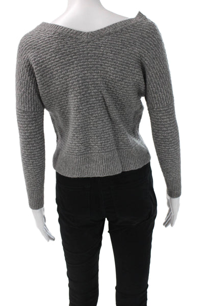 Vince Unisex Gray V-Neck Pullover Sweater Long Sleeve Wool Blend Size S