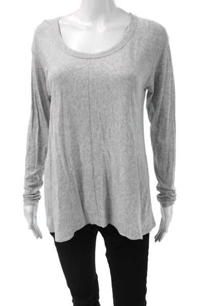 Vince Womens Basic T Shirt Gray Cotton Long Sleeve Round Neck Size L