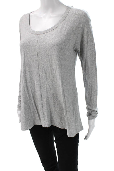 Vince Womens Basic T Shirt Gray Cotton Long Sleeve Round Neck Size L