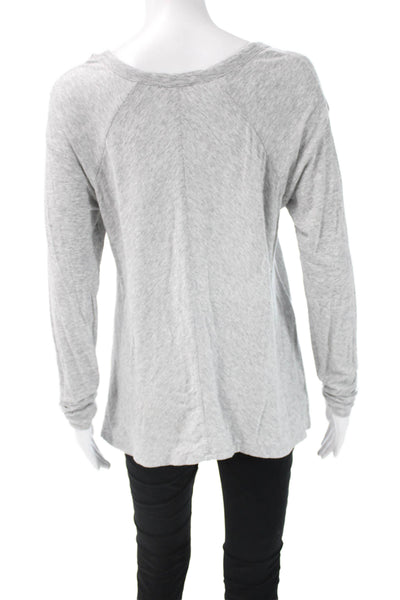 Vince Womens Basic T Shirt Gray Cotton Long Sleeve Round Neck Size L