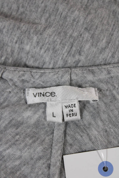 Vince Womens Basic T Shirt Gray Cotton Long Sleeve Round Neck Size L