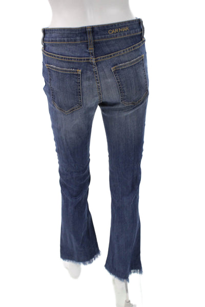 Carmar Womens Cropped Flared Blue Mid Rise Tencel Blend Jeans Size 28