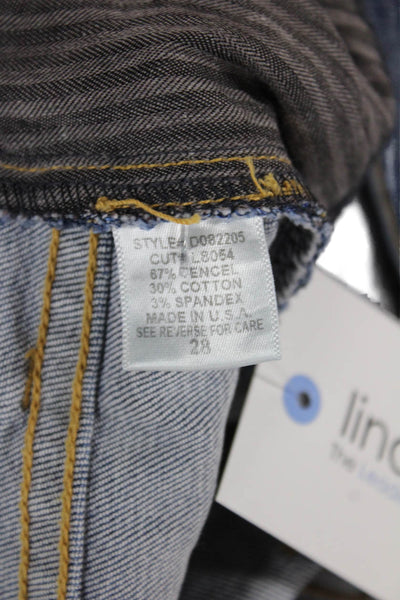 Carmar Womens Cropped Flared Blue Mid Rise Tencel Blend Jeans Size 28