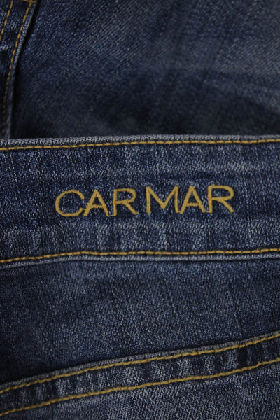 Carmar Womens Cropped Flared Blue Mid Rise Tencel Blend Jeans Size 28