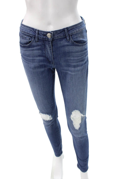 3x1 NYC Womens Skinny Ankle Jeans Dark Blue Mid Rise Size 27
