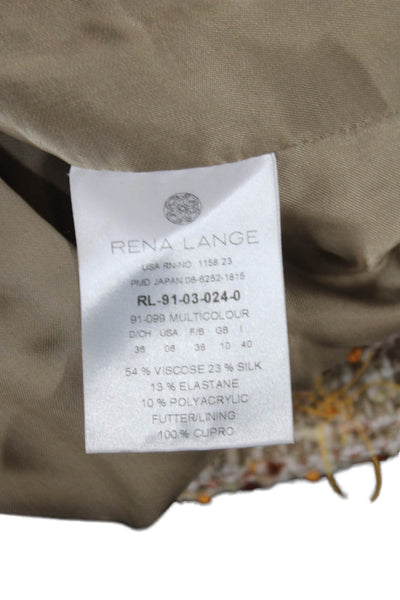 Rena Lange Womens Beige Sheath Dress V Neck Short Sleeve Designer Size M