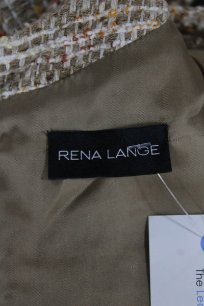 Rena Lange Womens Beige Sheath Dress V Neck Short Sleeve Designer Size M