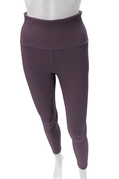 Athleta Women Purple Striped Ankle Leggings Size S