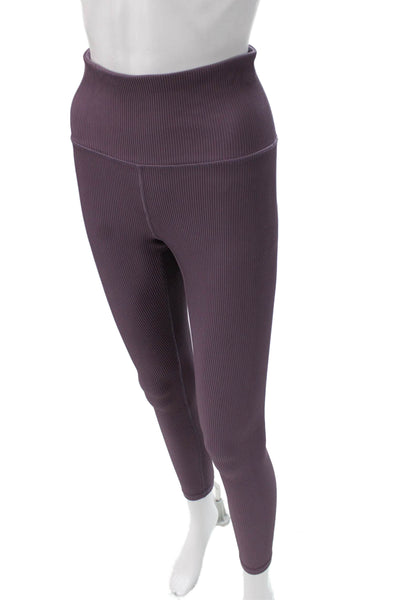 Athleta Women Purple Striped Ankle Leggings Size S