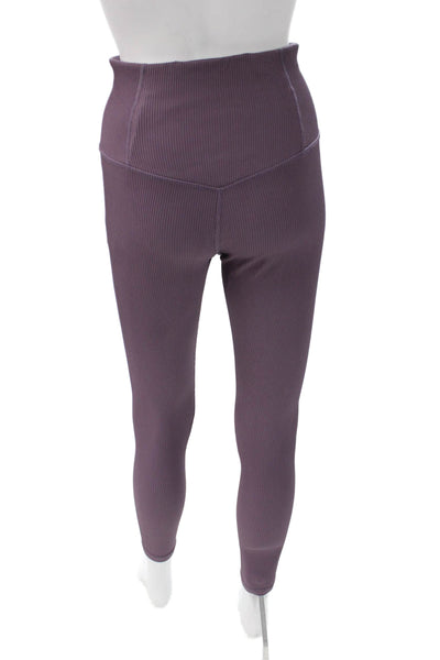 Athleta Women Purple Striped Ankle Leggings Size S