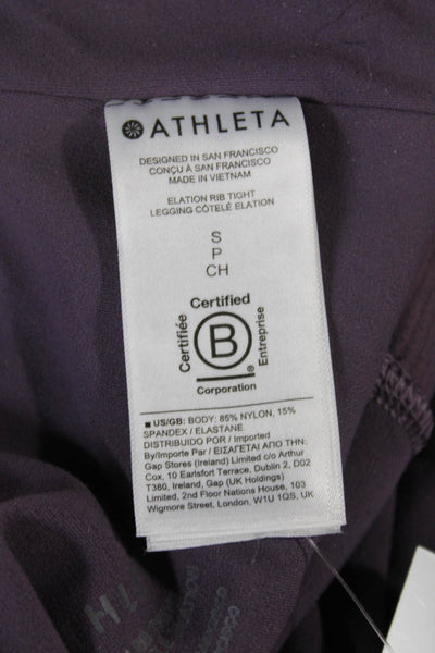 Athleta Women Purple Striped Ankle Leggings Size S