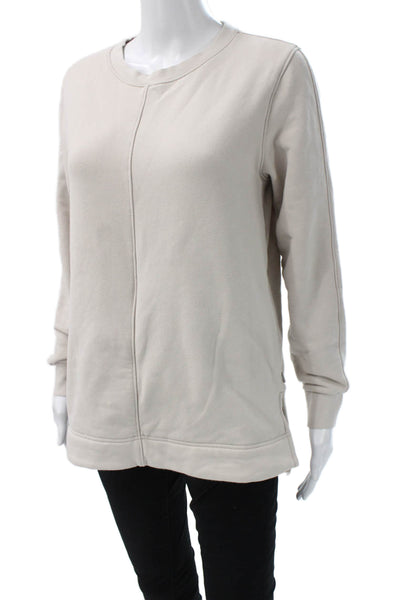 Athleta Women Pullover Sweatshirt Beige Crew Neck Long Sleeve Size XS