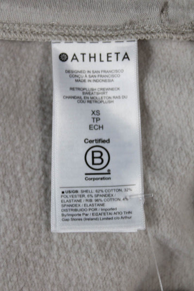 Athleta Women Pullover Sweatshirt Beige Crew Neck Long Sleeve Size XS
