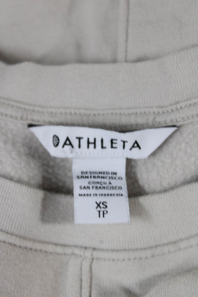 Athleta Women Pullover Sweatshirt Beige Crew Neck Long Sleeve Size XS